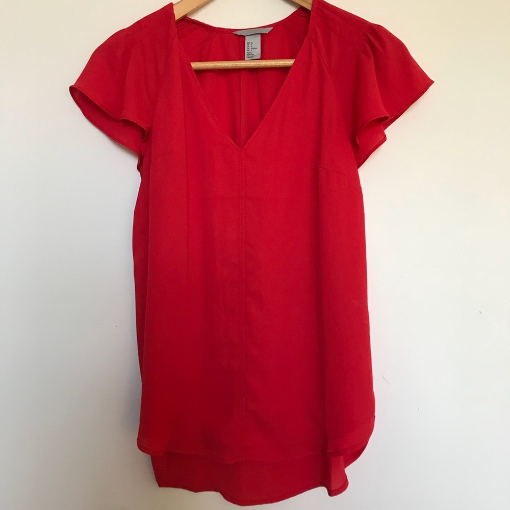 H&M red vneck blouse